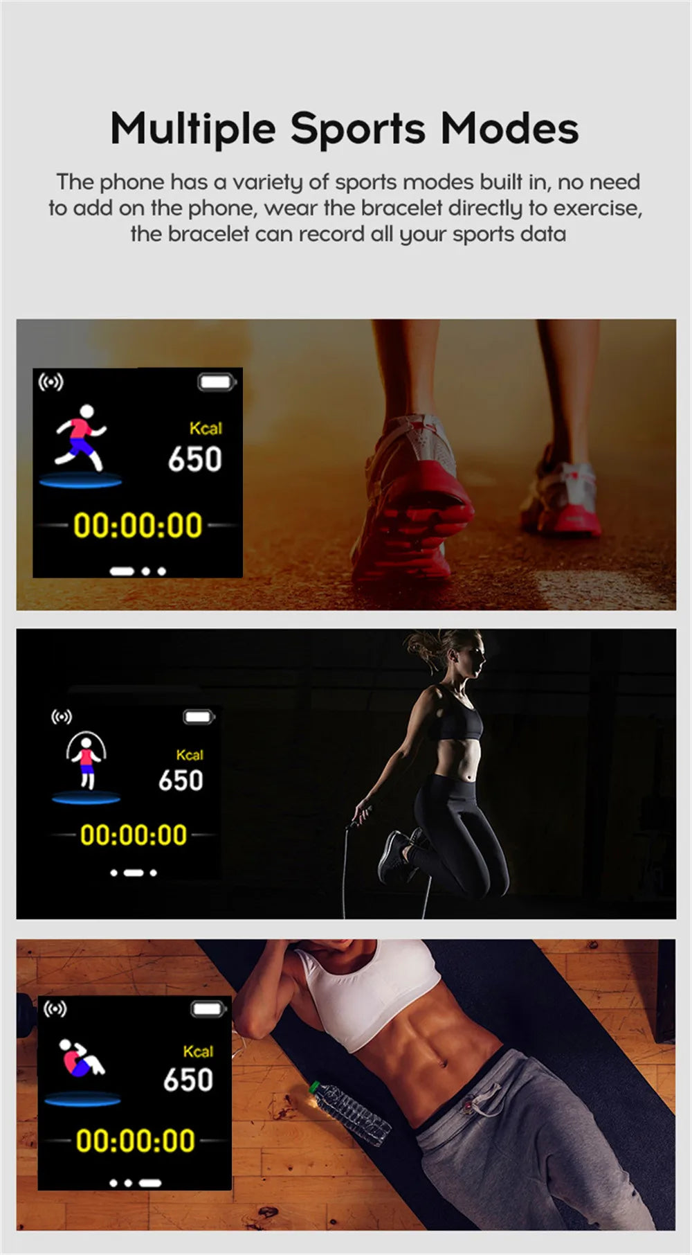 R.E.D. Shopping smartwatch displaying message notifications and fitness tracking on a sleek black wearable for Android and iOS.