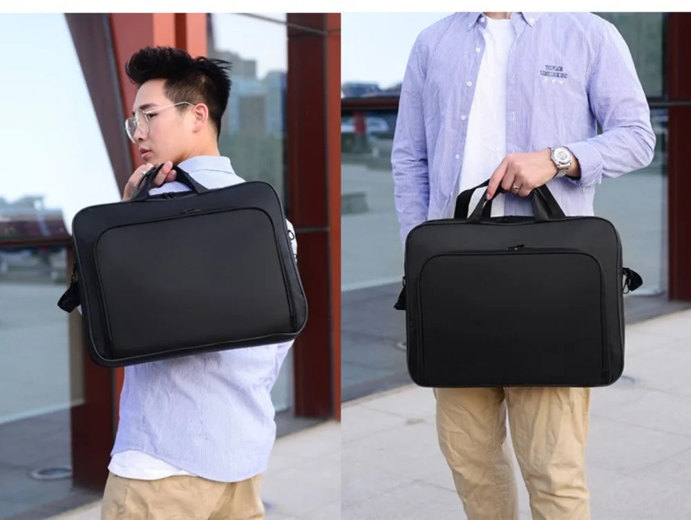 Waterproof Laptop Briefcase Bag – 15", 15.6", 17", Nylon, Dual Zipper, Shoulder Strap