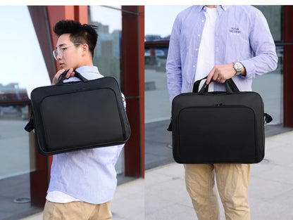 Waterproof Laptop Briefcase Bag – 15", 15.6", 17", Nylon, Dual Zipper, Shoulder Strap