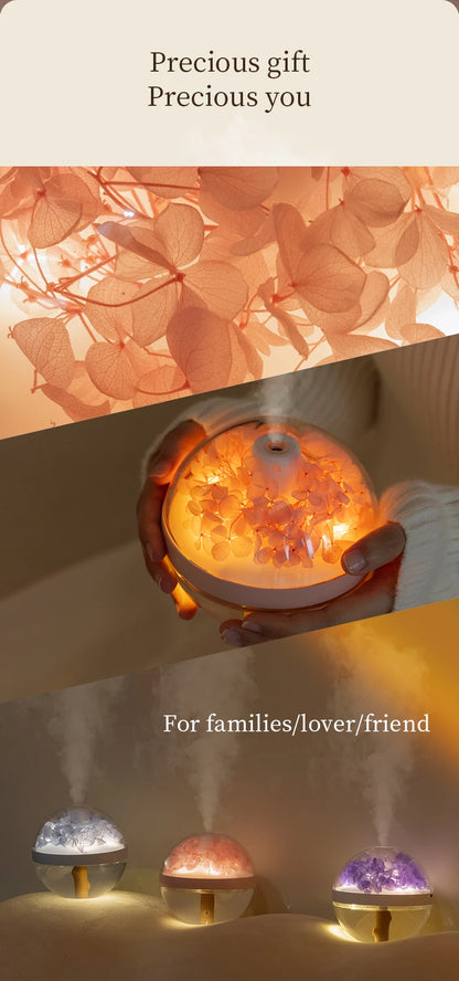 USB Rechargeable Air Humidifier 270ml — 800mAh Battery, Colour LED Light, Mist Maker, Flower Design
