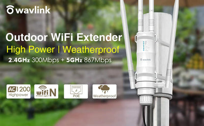 Wavlink AC1200 Outdoor WiFi Router / AP / Repeater | Dual Band 2.4G+5G | PoE | High Gain Antenna