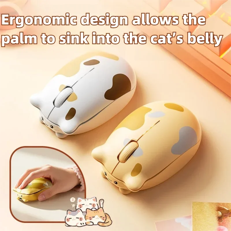 INPHIC Kalo Cute Cat Bluetooth Wireless Mouse – Silent, 2400 DPI, Rechargeable, for PC & iPad