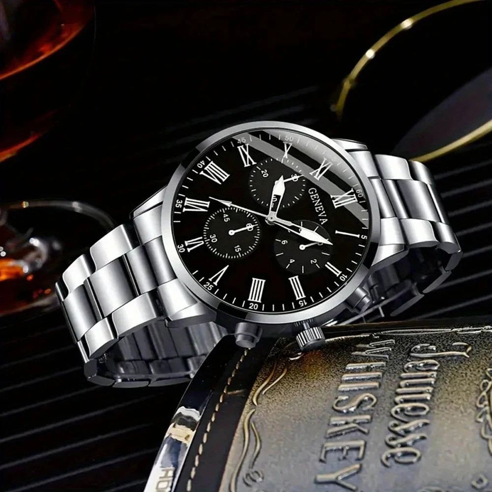 Men's Classic Business Quartz Watch - Stainless Steel Band, Elegant Dress Watch