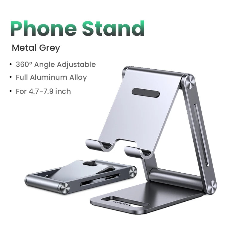 UGREEN LP134 Aluminum Tablet & Phone Stand – Adjustable Desk Holder for iPad, iPhone, Xiaomi & Laptops