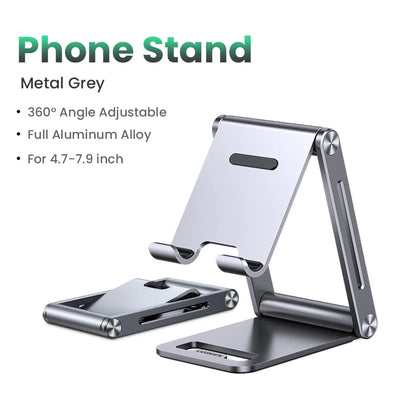 UGREEN LP134 Aluminum Tablet & Phone Stand – Adjustable Desk Holder for iPad, iPhone, Xiaomi & Laptops