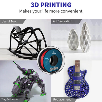 GEEETECH PETG 3D Printer Filament – 1.75mm, 1KG, Vacuum Packaging, Tangle-Free