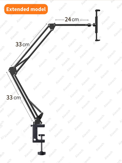 AIEACH 360° Rotating Bed Tablet Stand – 90cm Metal Arm, Fits 4.7–12.9" Phones & Tablets