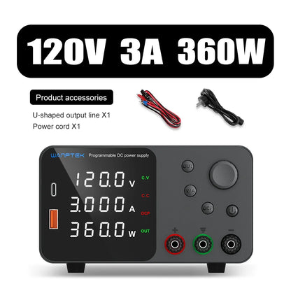 Wanptek Adjustable DC Lab Bench Power Supply – 30V/10A, 60V/5A, 120V/3A