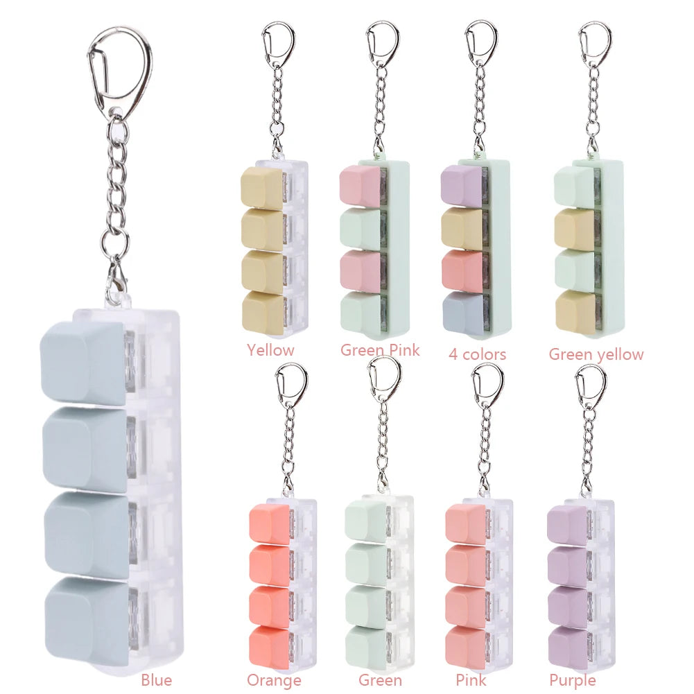 4-Key Mechanical Keyboard Switch Tester – DIY Keycaps, Fidget Toy, Stress Relief Keychain
