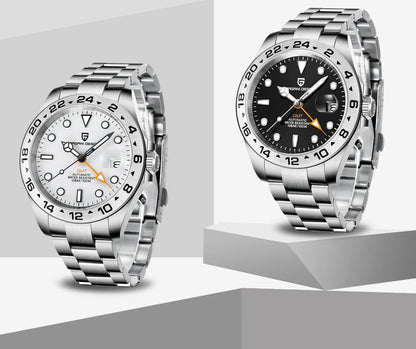 PAGANI DESIGN PD1682 GMT Automatic Watch – 42mm Sapphire Crystal, Stainless Steel, 100M Water Resistant