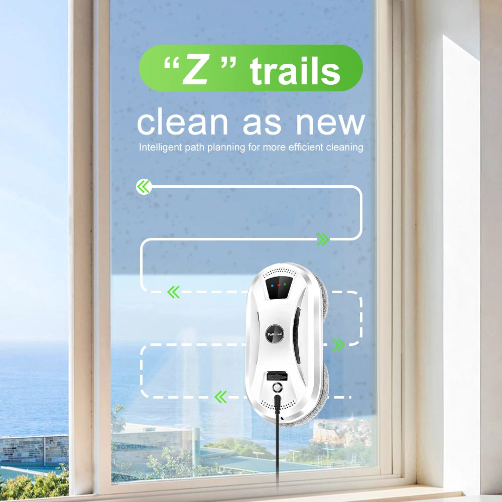 PuRuiKai AI Window Cleaning Robot – Smart Automatic, Streak-Free, Self-Cleaning, Ultra Quiet