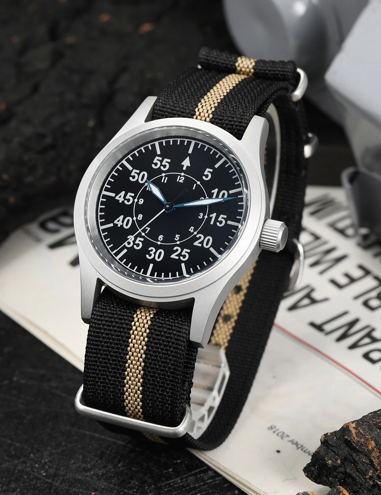 Militado ML05 Vintage Field Watch – 38mm, VH31 Sweep, Sapphire AR Crystal, Luminous