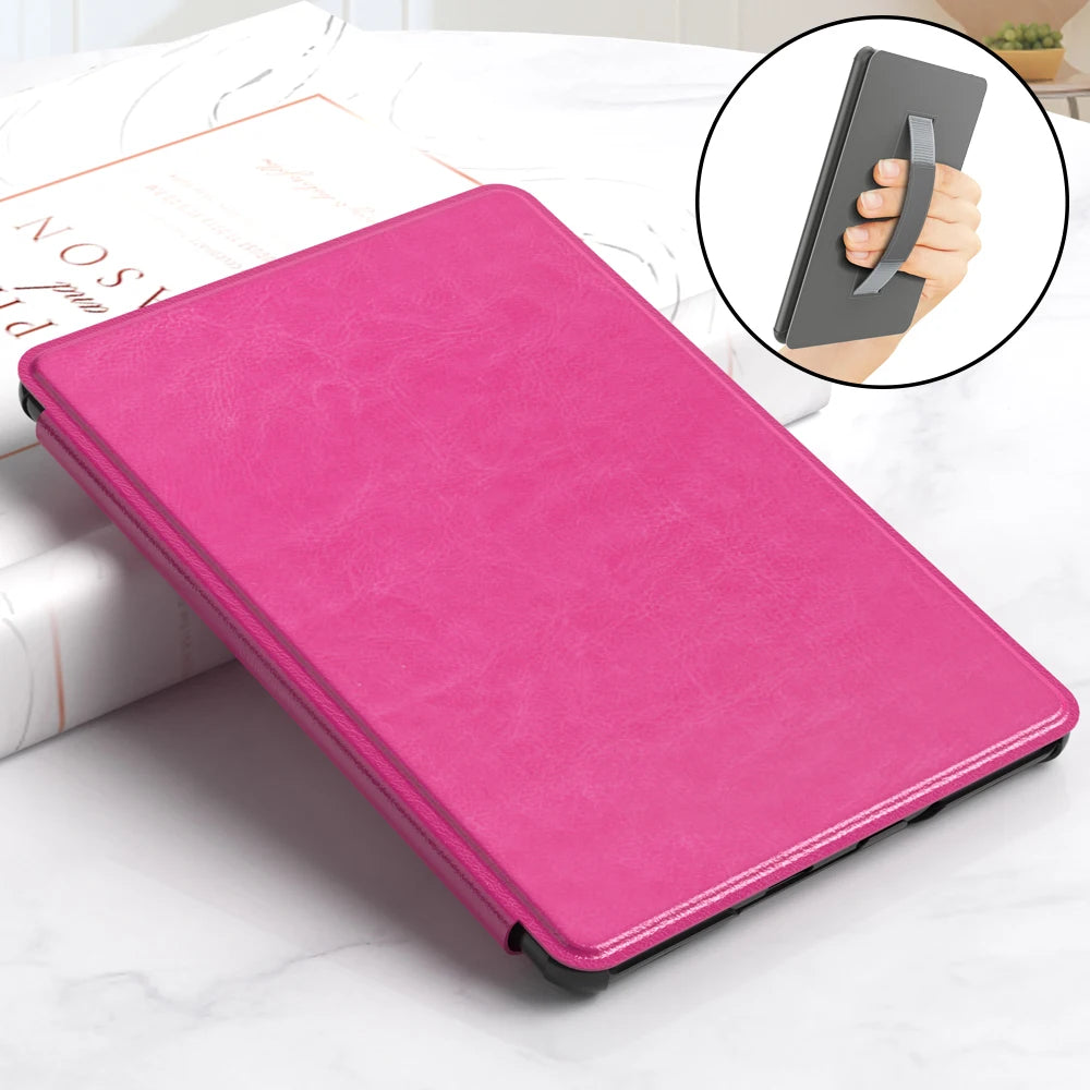 Kindle Paperwhite 12th Generation 2024 Case – Leather, Auto Sleep, Hand Strap