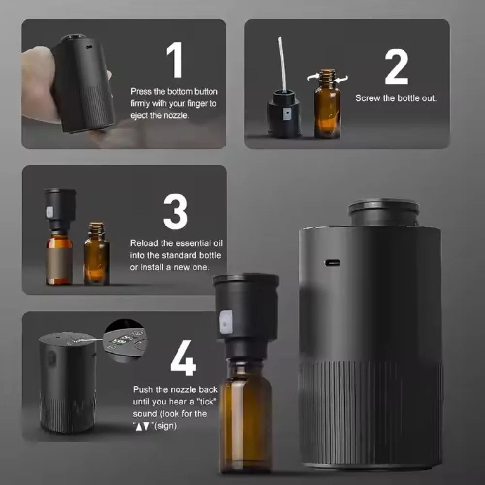 Portable Essential Oil Diffuser – Rechargeable Scent Distributor for Home, Office & Car