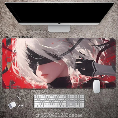 NieR Automata ARPG Leather Mouse Pad – Waterproof PU Leather, Keyboard Table Mat, E-Sports Gaming