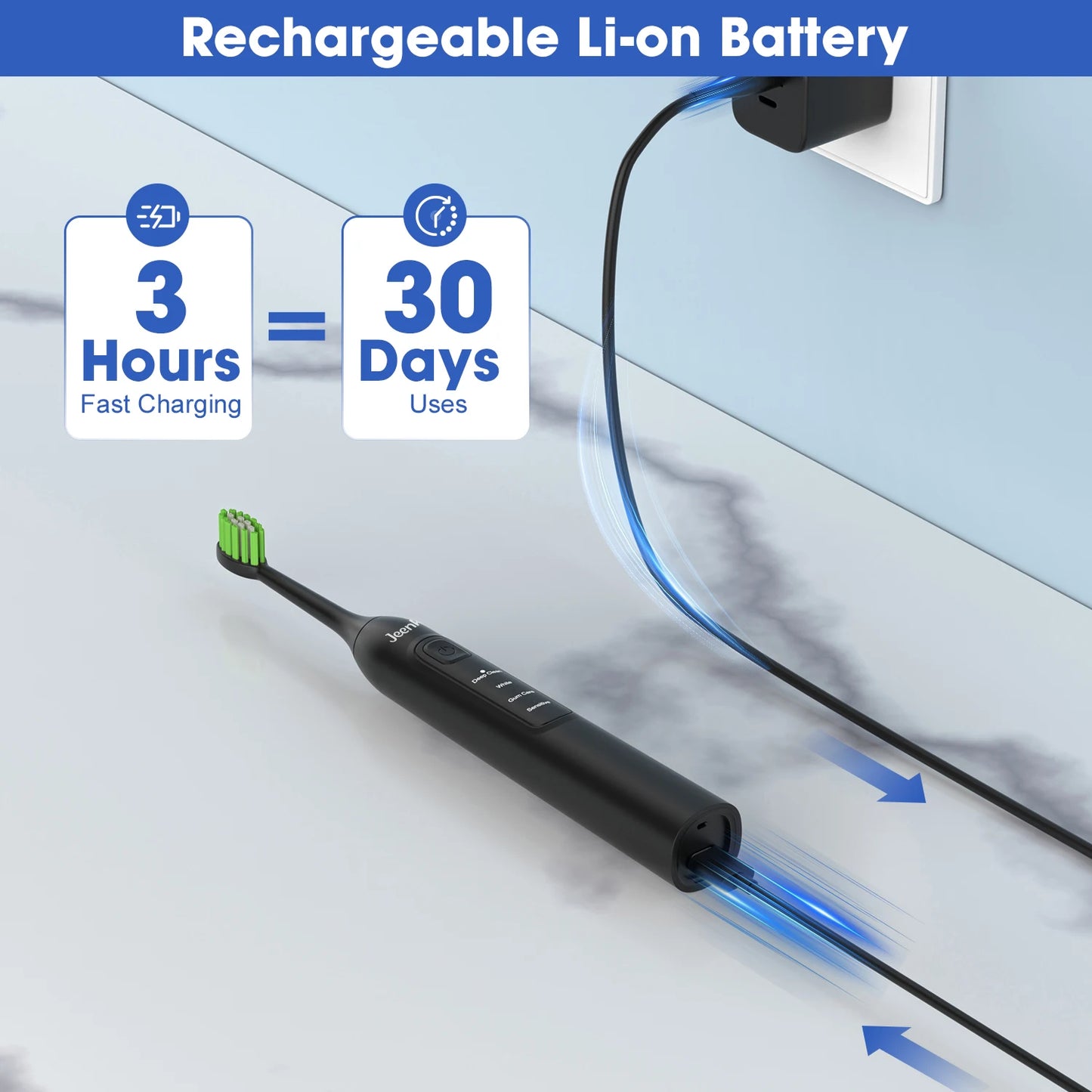 Jeenk JK-Y05 Sonic Electric Toothbrush | 4 Modes | 6 Heads | Smart Timer | Waterproof