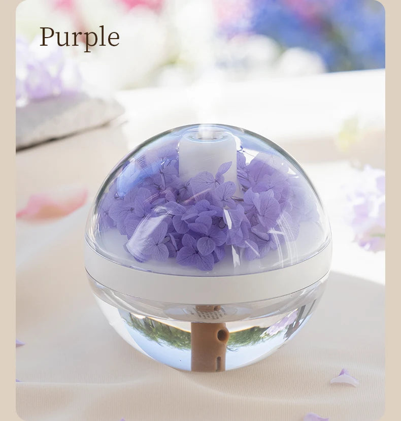 USB Rechargeable Air Humidifier 270ml — 800mAh Battery, Colour LED Light, Mist Maker, Flower Design