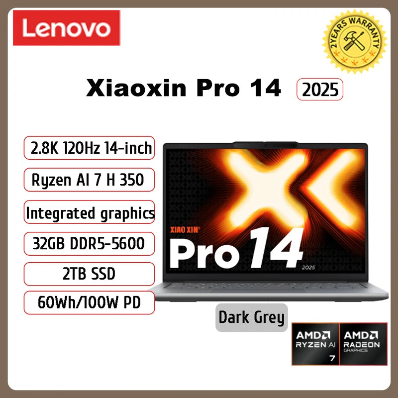 Lenovo Xiaoxin Pro 16 2025 – AMD AI 7H 350, 32GB DDR5, 1/2TB SSD, 16" 2.8K OLED 120Hz, Windows 11