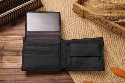 Genuine Cowhide Leather Men's Wallet – Short Bifold
