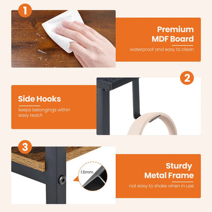 JHK Computer Desk with 2 Fabric Drawers | 40" & 47" Reversible Storage