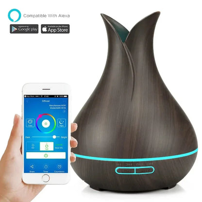 WiFi Smart Air Humidifier & Aroma Diffuser 400ml – Essential Oil, Wood Ball Design