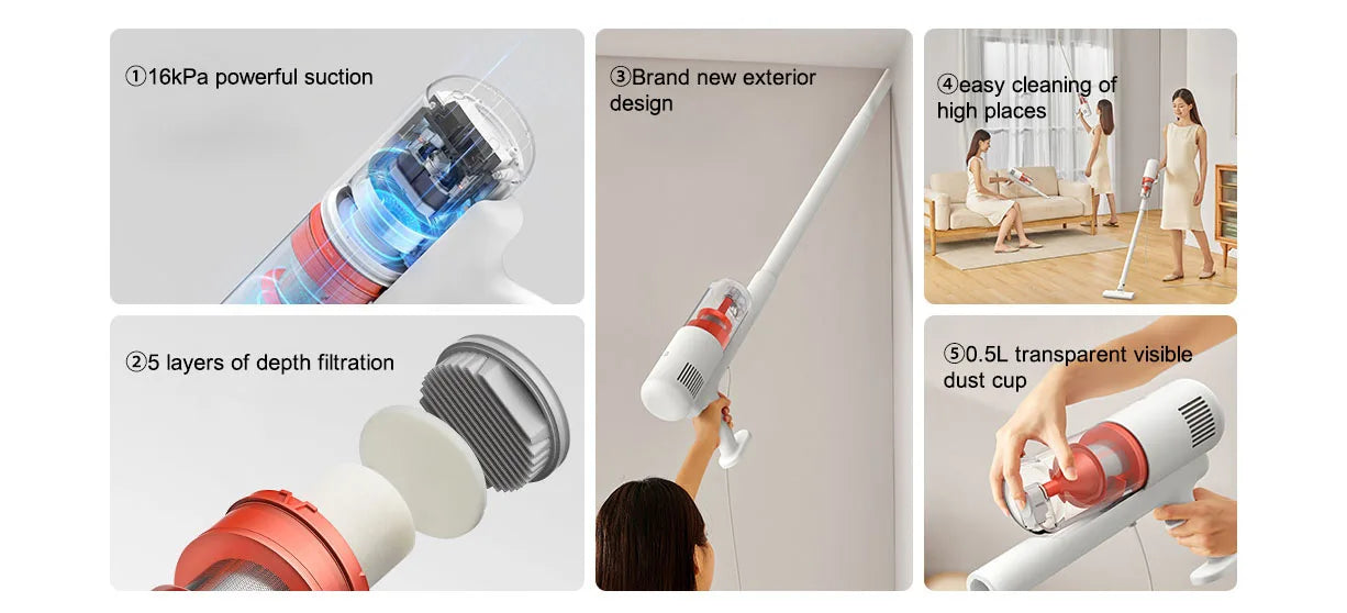 Xiaomi MIJIA Wired Handheld Vacuum Cleaner – 16kPa Suction, 0.5L Visual Dust Cup | Home Cleaning | EU/UK/AU