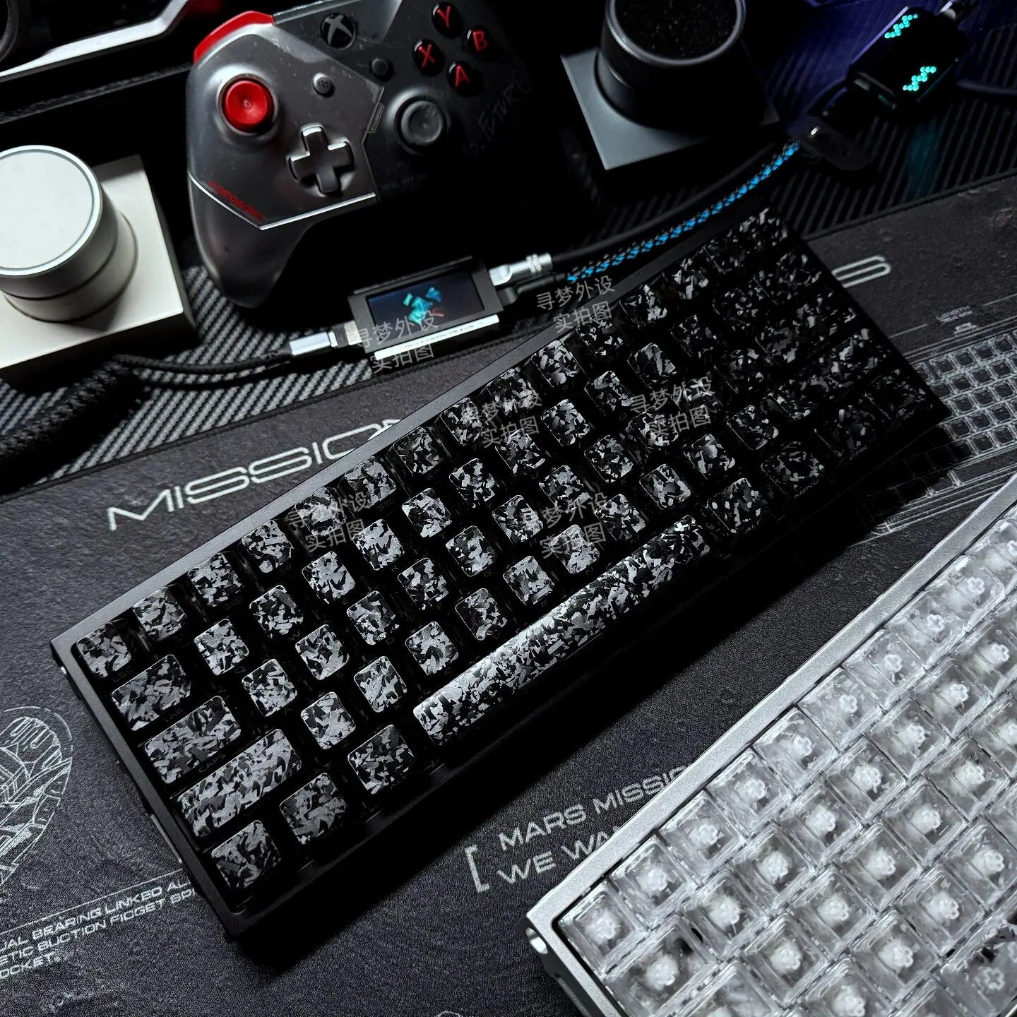 ICECARBON BLACKCARBON Forged Carbon Keycaps | Cherry Profile | Semi-Frosted | Side-Laser Engraved | 120 Keys