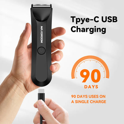 MAXGROOM Body Hair Trimmer for Men | Groin & Pubic | Ceramic Blade | Waterproof Electric Razor