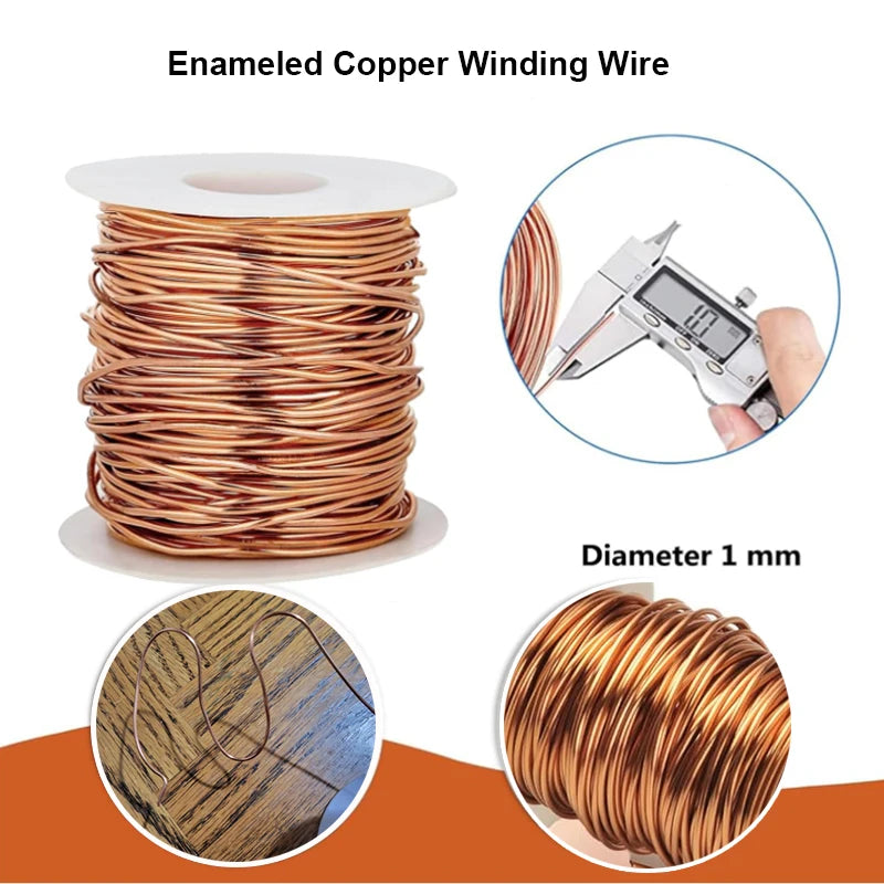 Enameled Copper Magnet Winding Wire 0.1–1.5mm – 50g Roll (1–3 Rolls)