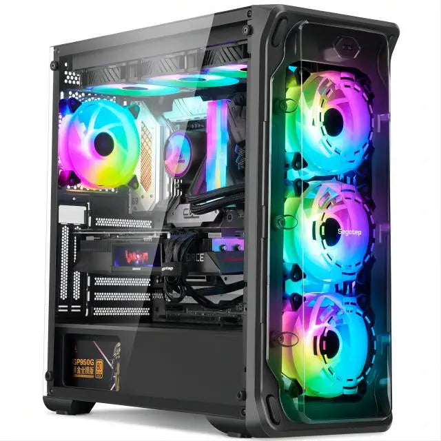 R.E.D. Shopping AOTESIER Gaming PC with tempered glass case, Core i7 CPU, 16GB RAM, 256GB SSD for high-performance gaming and computing