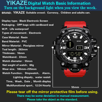 Men's sports electronic wristwatch by R.E.D. Shopping with large dial, waterproof design, luminous display, and alarm feature.