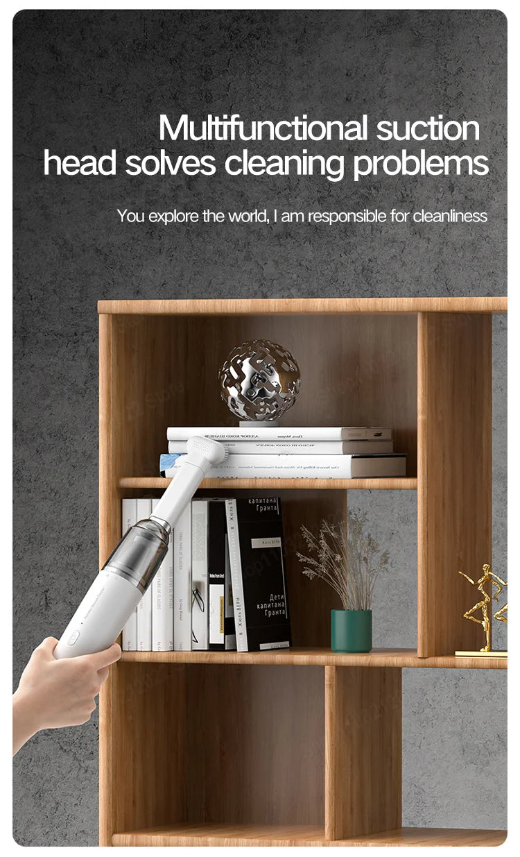 Portable Handheld Vacuum Cleaner – Wireless Charging, Metal Filter, 50W, Car & Home