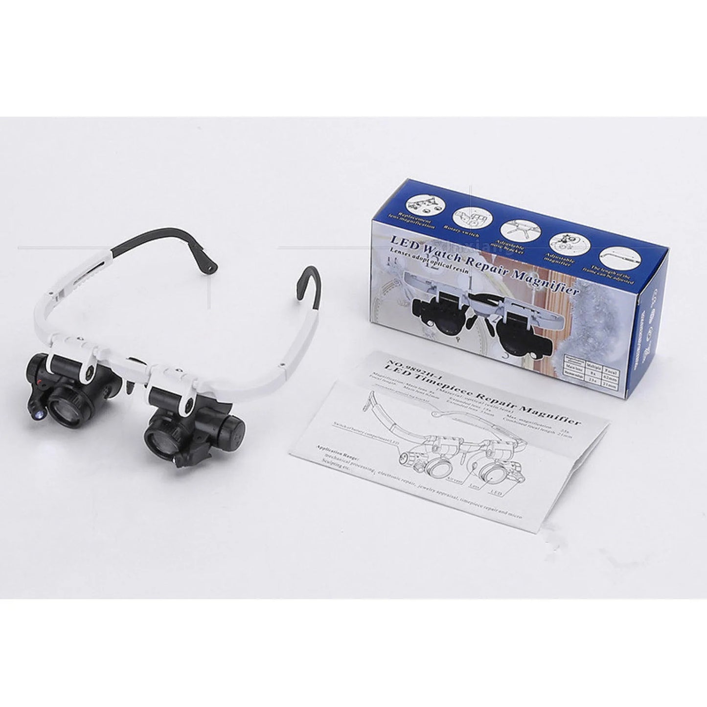 8X 15X 23X Adjustable Dual Lens Jeweler Loupe – Crystal Acrylic Eye Magnifier