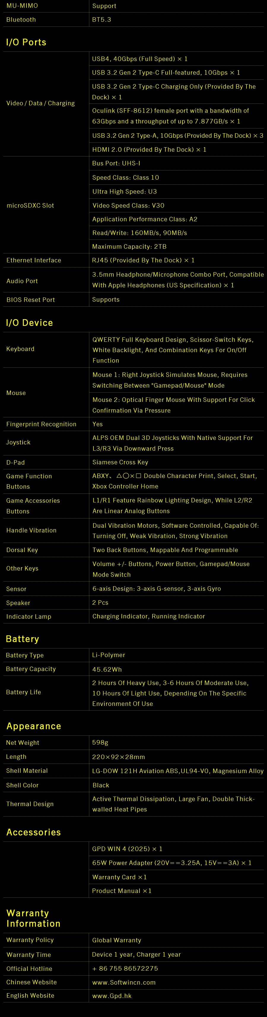 GPD WIN 4 2025 Handheld Gaming PC – AMD 8840U / HX370, 32GB RAM, up to 2TB SSD, Touch Screen