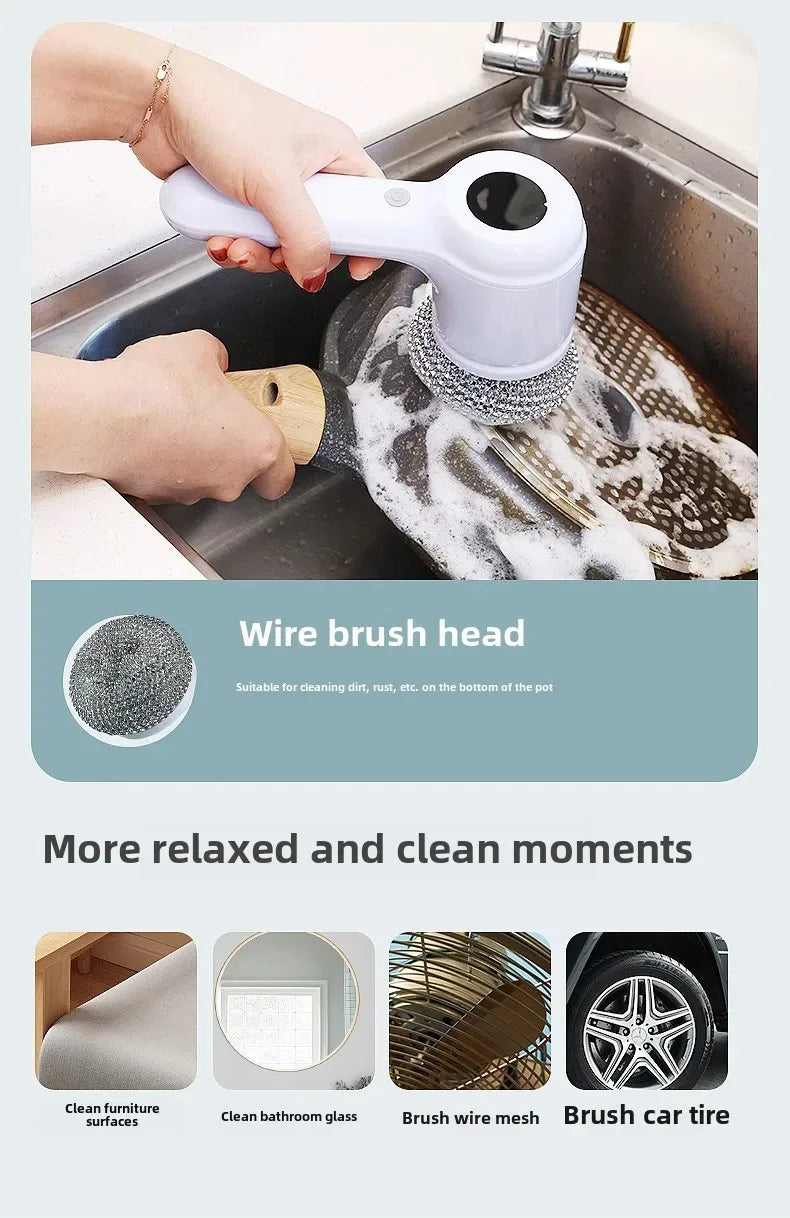 USB Rechargeable Electric Spin Scrubber – Multi-Surface Power Cleaning Brush for Kitchen & Bathroom