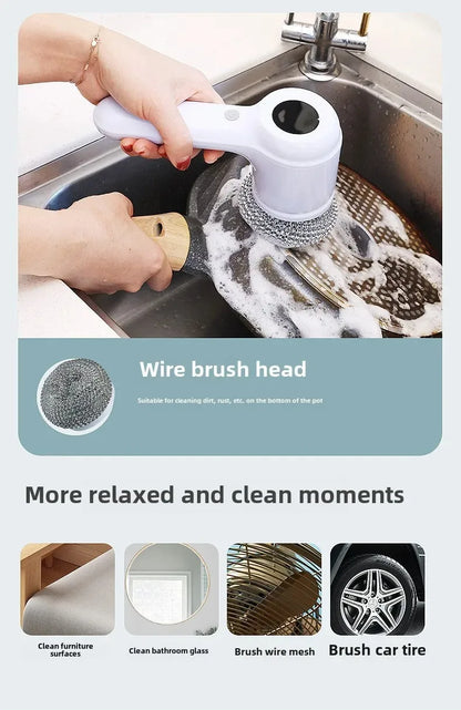 USB Rechargeable Electric Spin Scrubber – Multi-Surface Power Cleaning Brush for Kitchen & Bathroom