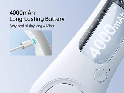 JISULIFE Portable Neck Fan – 4000mAh, 5 Speeds, Twistable Bladeless Hands-Free Neckband Fan