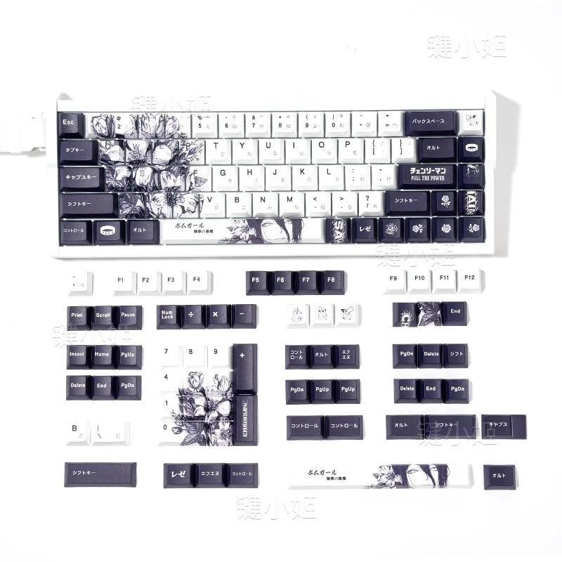 Chainsaw Man Anime Keycaps – PBT Dye-Sub, Cherry Profile, 74–140 Keys, for Mechanical Keyboard