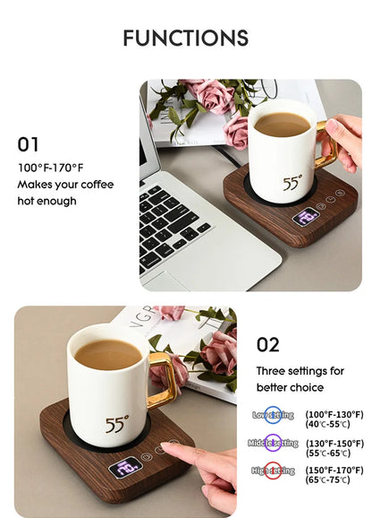 Coffee Mug Warmer – 3 Temperature Settings, Auto Shut-Off, Electric Beverage Heating Plate | Desk & Office