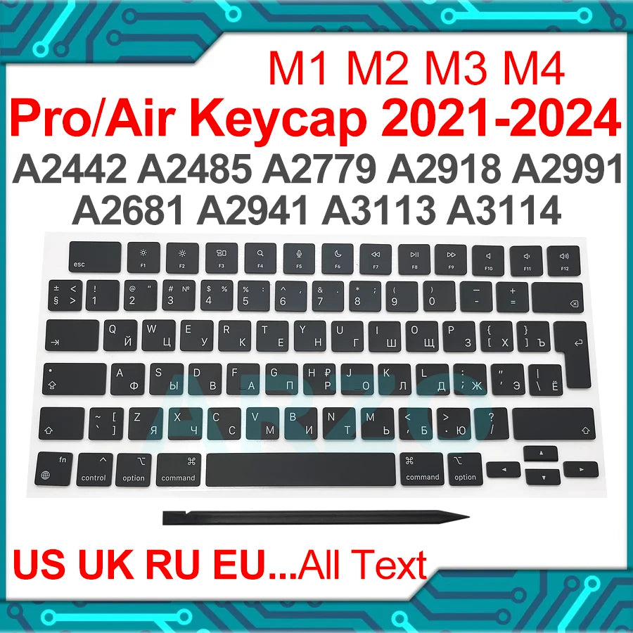 MacBook Pro Air Keycap Replacement Set M1 M2 M3 — 13" 14" 16" Keyboard Repair (A2442 A2485 A2779 A2780 A2681 A2941)