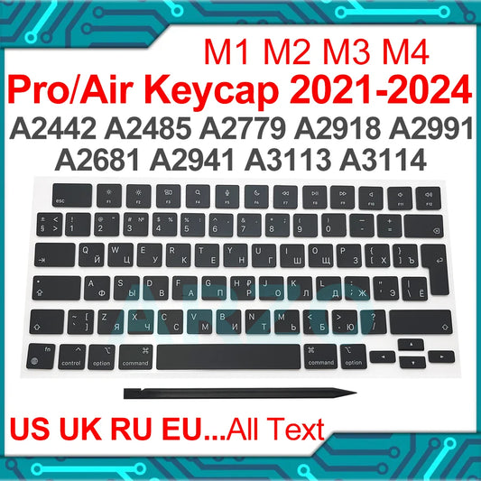 MacBook Pro Air Keycap Replacement Set M1 M2 M3 — 13" 14" 16" Keyboard Repair (A2442 A2485 A2779 A2780 A2681 A2941)