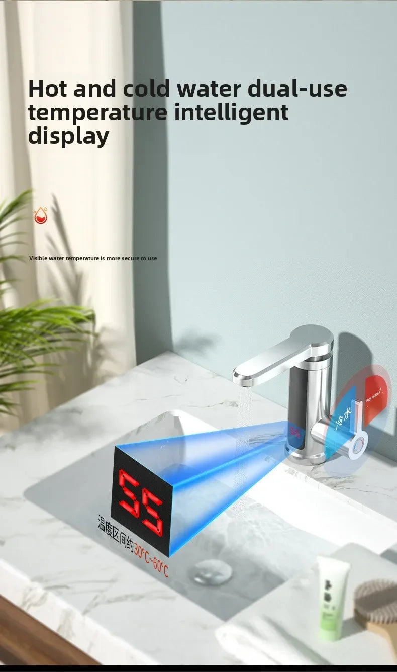 R.E.D. Shopping tankless electric water heater tap with digital display, instant hot water faucet for kitchen, 220V electric heater