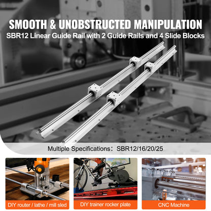 SBR Linear Guide Rails 800–2200mm with UU Bearing Blocks (2+4 Set)