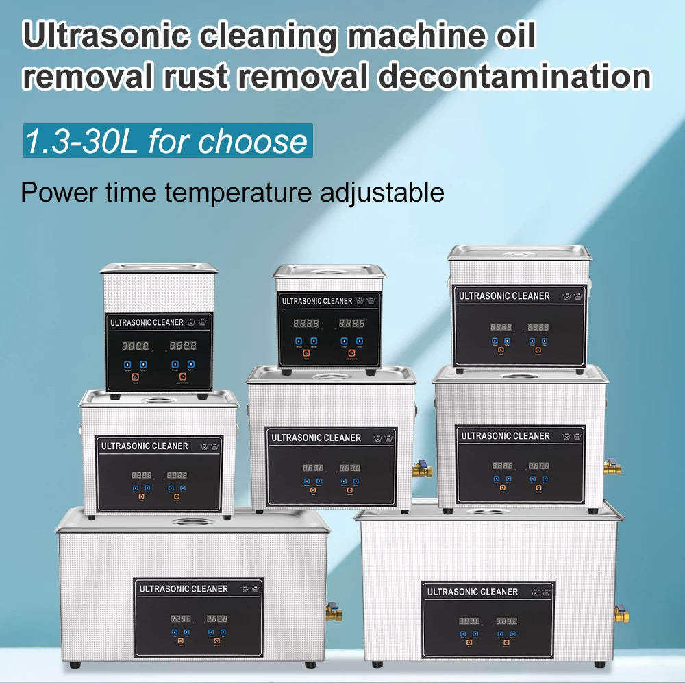 Ultrasonic Cleaner Bath 800ml–30L – Heated 35W–900W Portable Washing Machine, EU/UK/AU/US Plug