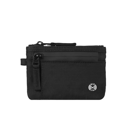 RFID Blocking Nylon Card Holder with Carabiner & Coin Purse