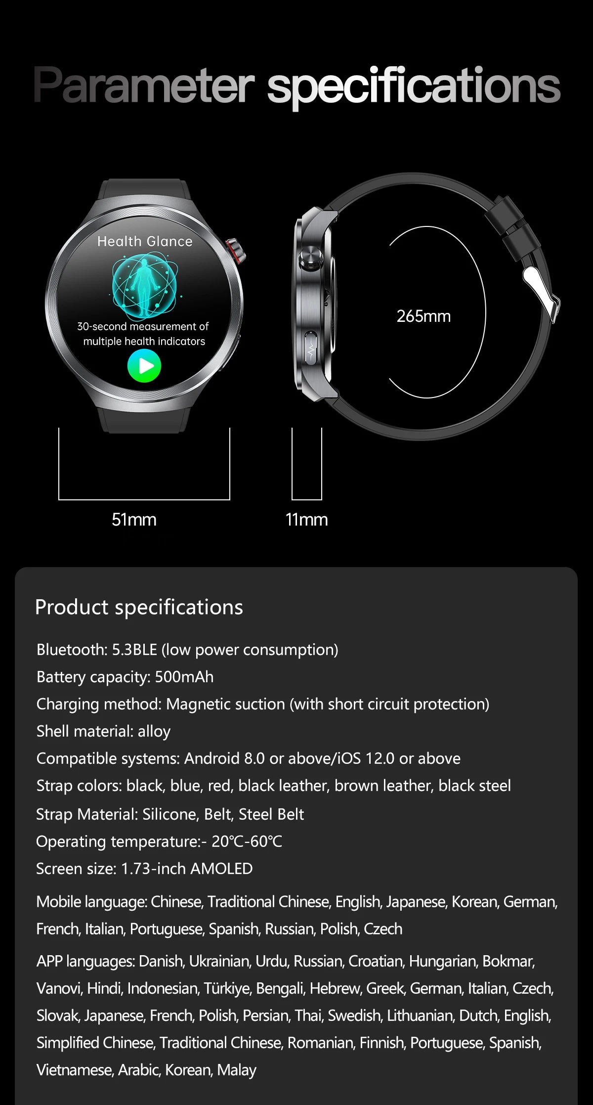 2025 Health Smart Watch – ECG+PPG, Blood Pressure, Blood Oxygen, Uric Acid, Bluetooth Call