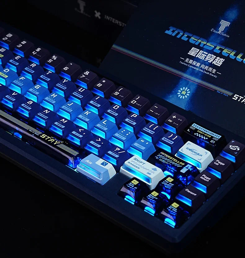 Titan Nation Interstellar Crossing Keycaps Original Height PBT Material PC Transparent Thermally Sublimated HighQuality 144 Keys