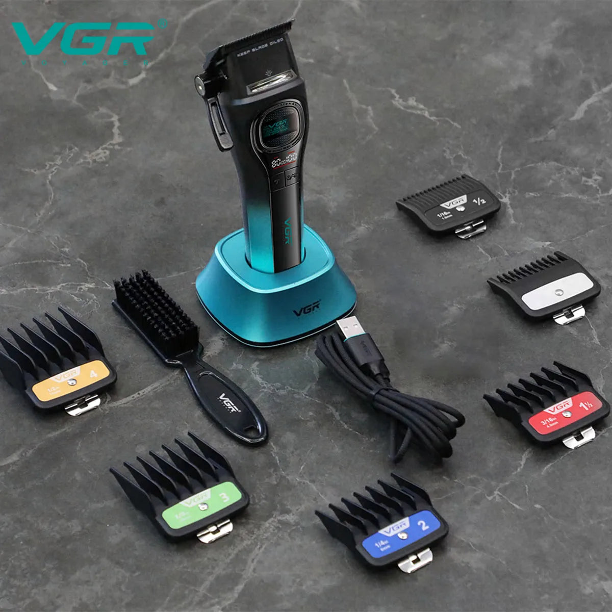 VGR V-888C Professional Hair Clipper – Brushless External Rotor Motor, Carbon Blade, 90min Runtime
