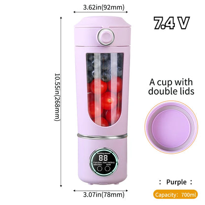 Portable Juice Blender 700ml | USB Rechargeable | 2-in-1 Bottle | Smoothie Maker