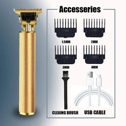 R.E.D. Shopping T9 electric hair trimmer with USB, professional 0mm bald fade clipper for precise hair cutting and grooming.